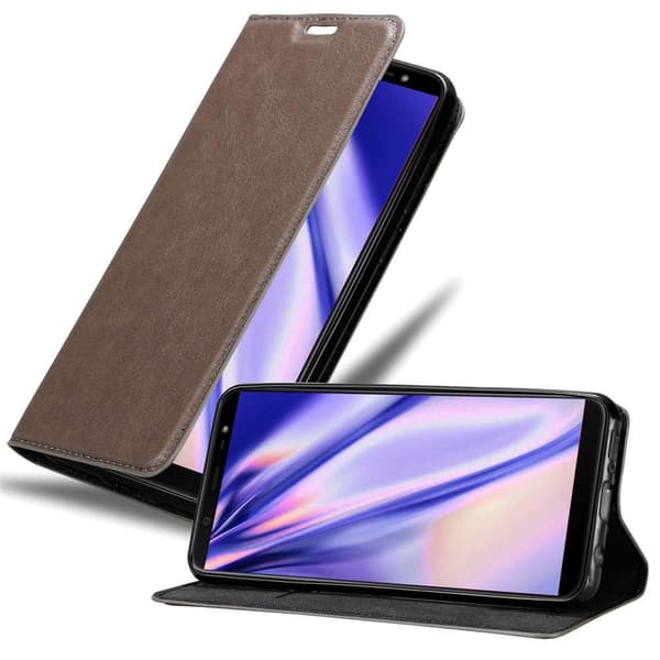 Lommebokdeksel til Samsung Galaxy J8 2018 Deksel med magnetisk lukking, stativfunksjon og kortlomme KAFFEBRUNN