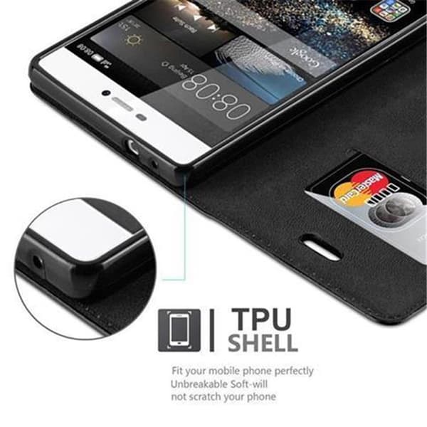 Huawei P8 Suojakotelo Suojakuori Lompakkokotelo Matkapuhelinkotelo jossa magneettisuljenta, jalusta-toiminto ja korttitasku