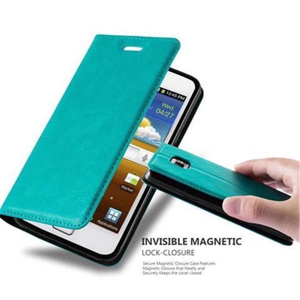 Samsung Galaxy S2 / S2 PLUS Suojakotelo Suojakuori Lompakkokotelo Matkapuhelinkotelo jossa magneettisuljenta, jalusta-toiminto ja korttitasku PETROL TURKKIS