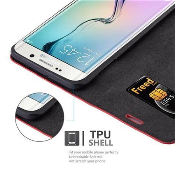 Samsung Galaxy S6 EDGE PLUS Suojakotelo Suojakuori Lompakkokotelo Matkapuhelinkotelo jossa magneettisuljenta, jalusta-toiminto ja korttitasku