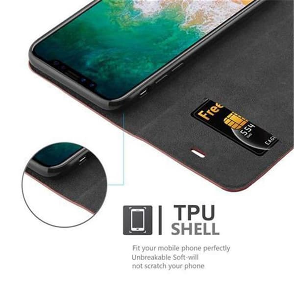 Lommebokdeksel til iPhone X / XS Deksel med magnetisk lukking, stativfunksjon og kortlomme