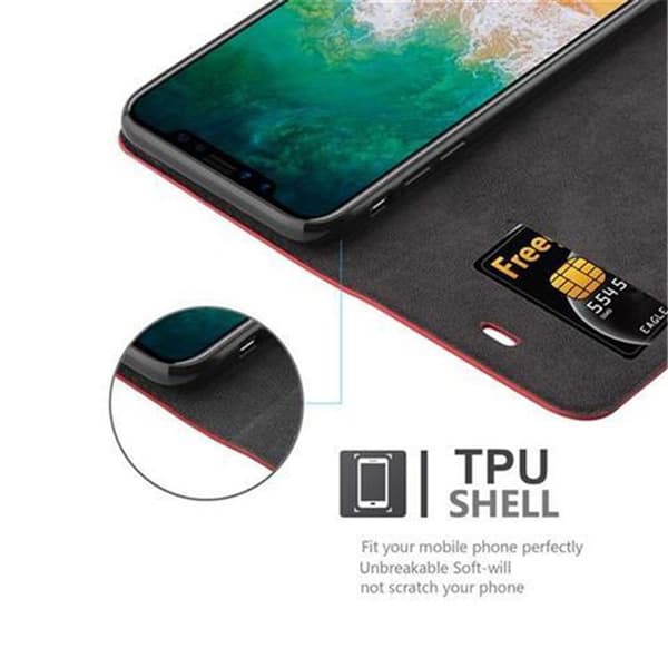 iPhone X / XS Suojakotelo Suojakuori Lompakkokotelo Matkapuhelinkotelo jossa magneettisuljenta, jalusta-toiminto ja korttitasku