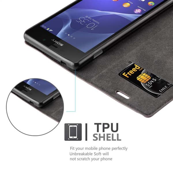 Sony Xperia M2 / M2 AQUA Fodral Skal Plånboksfodral Case med magnetisk stängning, ståfunktion och kortficka