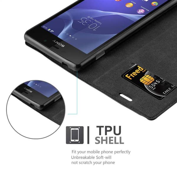 Sony Xperia M2 / M2 AQUA Fodral Skal Plånboksfodral Case med magnetisk stängning, ståfunktion och kortficka