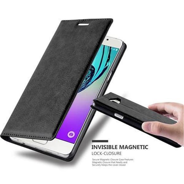 Lommebokdeksel til Samsung Galaxy A5 2016 Deksel med magnetisk lukking, stativfunksjon og kortlomme NATTSORT