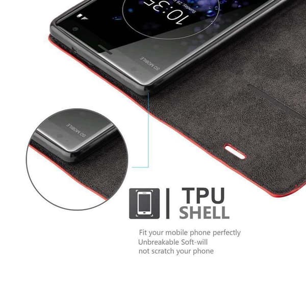 Lommebokdeksel til Sony Xperia XZ2 Deksel med magnetisk lukking, stativfunksjon og kortlomme