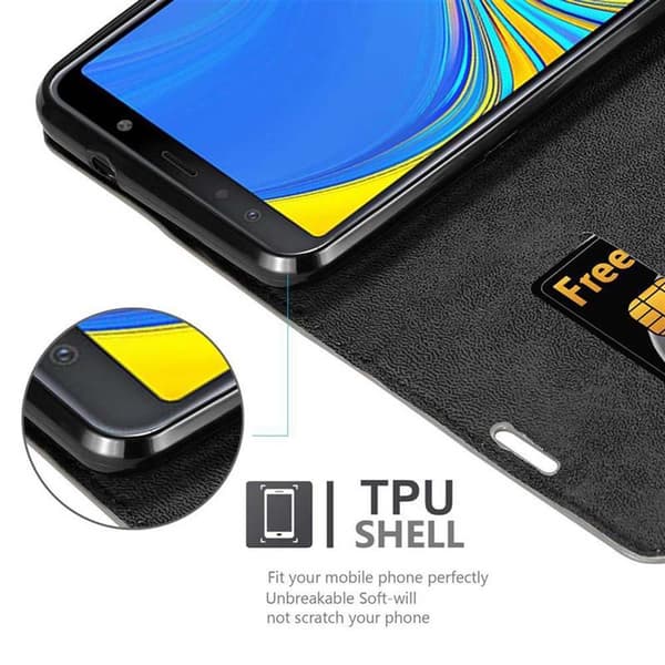 Lommebokdeksel til Samsung Galaxy A7 2018 Deksel med magnetisk lukking, stativfunksjon og kortlomme