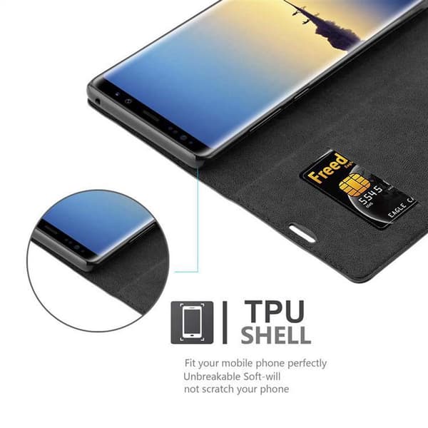 Samsung Galaxy NOTE 8 Suojakotelo Suojakuori Lompakkokotelo Matkapuhelinkotelo jossa magneettisuljenta, jalusta-toiminto ja korttitasku