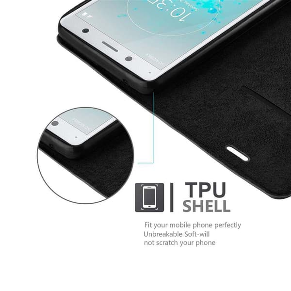 Lommebokdeksel til Sony Xperia XZ2 COMPACT Deksel med magnetisk lukking, stativfunksjon og kortlomme