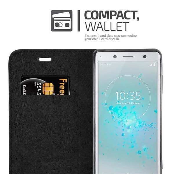 Lommebokdeksel til Sony Xperia XZ2 COMPACT Deksel med magnetisk lukking, stativfunksjon og kortlomme