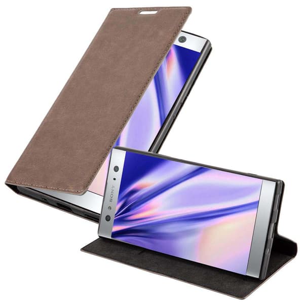 Sony Xperia XA2 ULTRA Suojakotelo Suojakuori Lompakkokotelo Matkapuhelinkotelo jossa magneettisuljenta, jalusta-toiminto ja korttitasku KAHVIN RUSKEA
