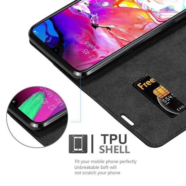 Lommebokdeksel til Samsung Galaxy A70 / A70s Deksel med magnetisk lukking, stativfunksjon og kortlomme