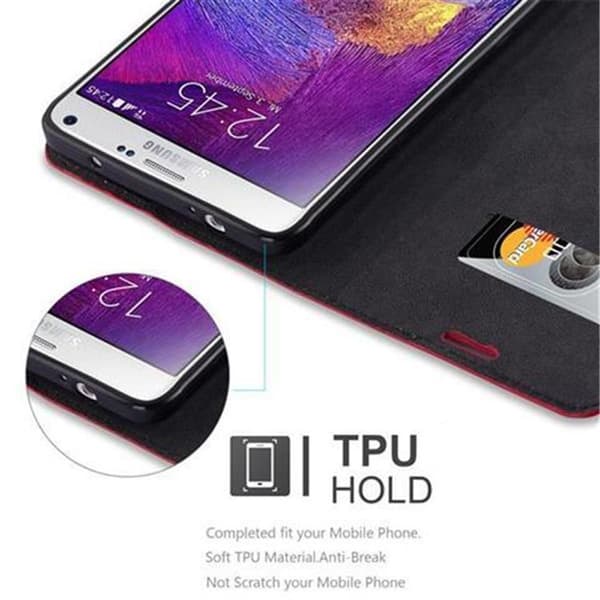 Lommebokdeksel til Samsung Galaxy NOTE 4 Deksel med magnetisk lukking, stativfunksjon og kortlomme