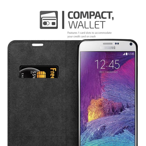 Lommebokdeksel til Samsung Galaxy NOTE 4 Deksel med magnetisk lukking, stativfunksjon og kortlomme