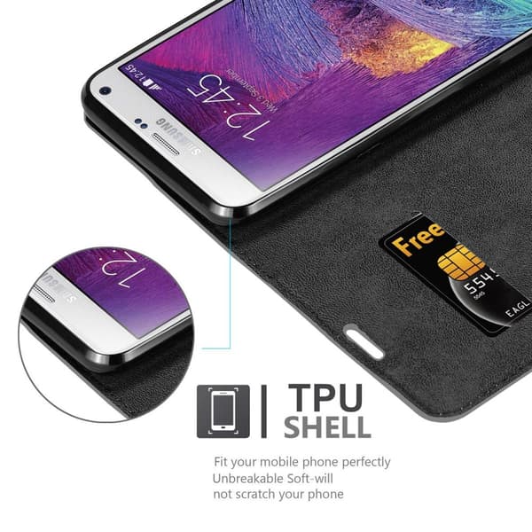 Lommebokdeksel til Samsung Galaxy NOTE 4 Deksel med magnetisk lukking, stativfunksjon og kortlomme