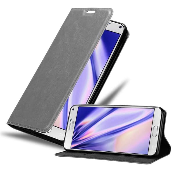 Lommebokdeksel til Samsung Galaxy NOTE 4 Deksel med magnetisk lukking, stativfunksjon og kortlomme TITANIUM GRÅ