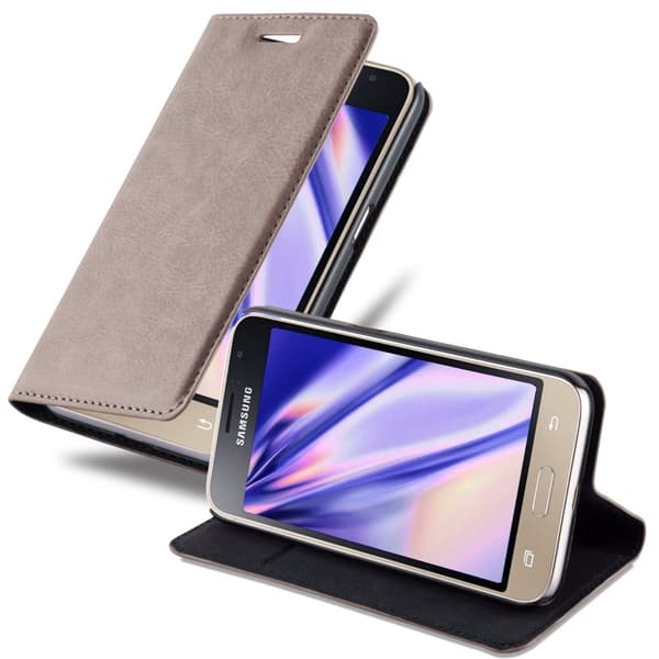 Samsung Galaxy J1 2016 Suojakotelo Suojakuori Lompakkokotelo Matkapuhelinkotelo jossa magneettisuljenta, jalusta-toiminto ja korttitasku