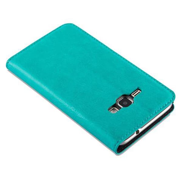 Samsung Galaxy J1 2016 Suojakotelo Suojakuori Lompakkokotelo Matkapuhelinkotelo jossa magneettisuljenta, jalusta-toiminto ja korttitasku
