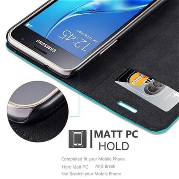 Samsung Galaxy J1 2016 Suojakotelo Suojakuori Lompakkokotelo Matkapuhelinkotelo jossa magneettisuljenta, jalusta-toiminto ja korttitasku
