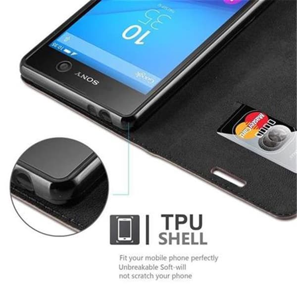 Lommebokdeksel til Sony Xperia M5 Deksel med magnetisk lukking, stativfunksjon og kortlomme