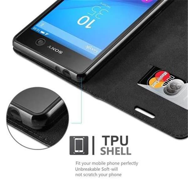 Lommebokdeksel til Sony Xperia M5 Deksel med magnetisk lukking, stativfunksjon og kortlomme