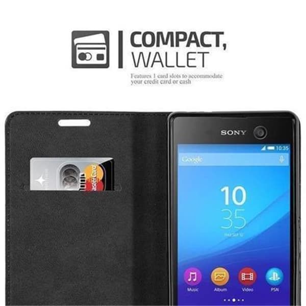 Lommebokdeksel til Sony Xperia M5 Deksel med magnetisk lukking, stativfunksjon og kortlomme