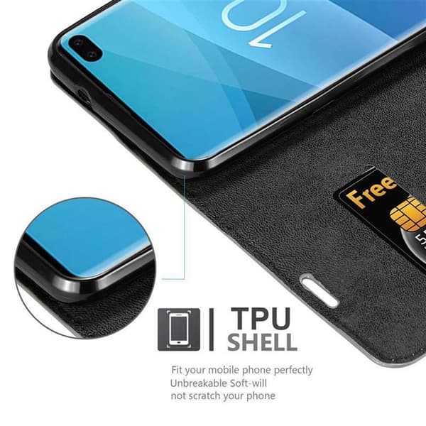 Lommebokdeksel til Samsung Galaxy S10 PLUS Deksel med magnetisk lukking, stativfunksjon og kortlomme