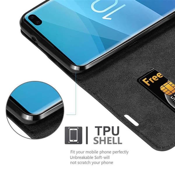Lommebokdeksel til Samsung Galaxy S10 PLUS Deksel med magnetisk lukking, stativfunksjon og kortlomme