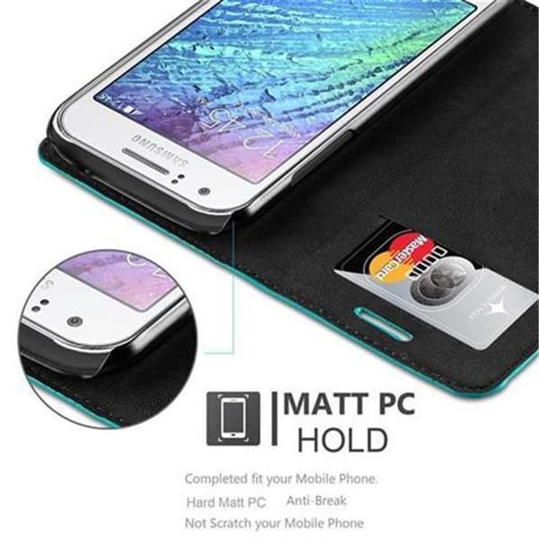 Samsung Galaxy J1 2015 Suojakotelo Suojakuori Lompakkokotelo Matkapuhelinkotelo jossa magneettisuljenta, jalusta-toiminto ja korttitasku