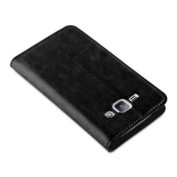 Samsung Galaxy J1 2015 Suojakotelo Suojakuori Lompakkokotelo Matkapuhelinkotelo jossa magneettisuljenta, jalusta-toiminto ja korttitasku
