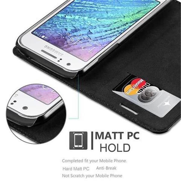 Samsung Galaxy J1 2015 Suojakotelo Suojakuori Lompakkokotelo Matkapuhelinkotelo jossa magneettisuljenta, jalusta-toiminto ja korttitasku