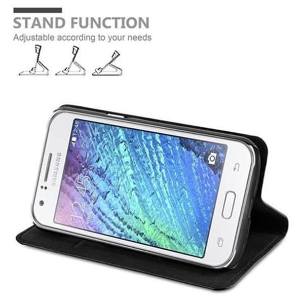 Samsung Galaxy J1 2015 Suojakotelo Suojakuori Lompakkokotelo Matkapuhelinkotelo jossa magneettisuljenta, jalusta-toiminto ja korttitasku
