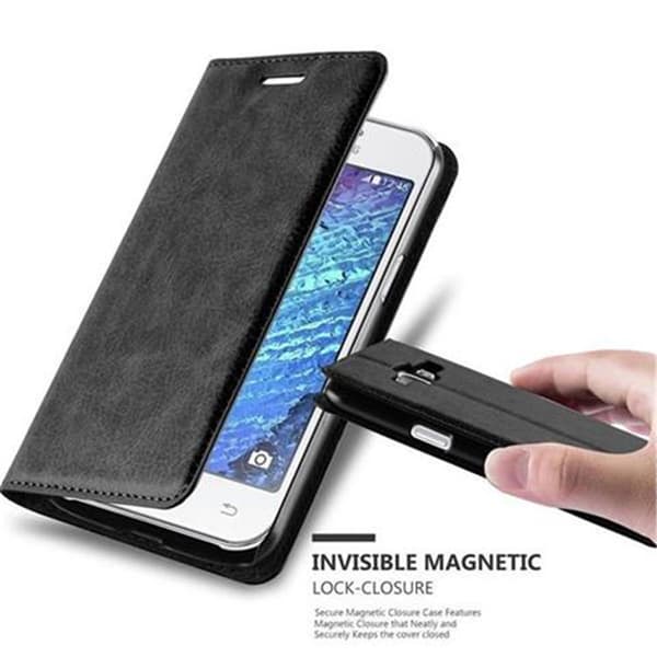 Samsung Galaxy J1 2015 Suojakotelo Suojakuori Lompakkokotelo Matkapuhelinkotelo jossa magneettisuljenta, jalusta-toiminto ja korttitasku
