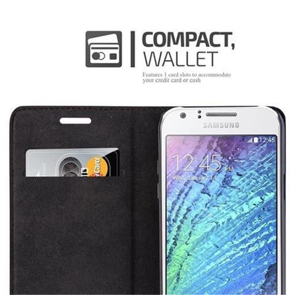 Samsung Galaxy J1 2015 Suojakotelo Suojakuori Lompakkokotelo Matkapuhelinkotelo jossa magneettisuljenta, jalusta-toiminto ja korttitasku