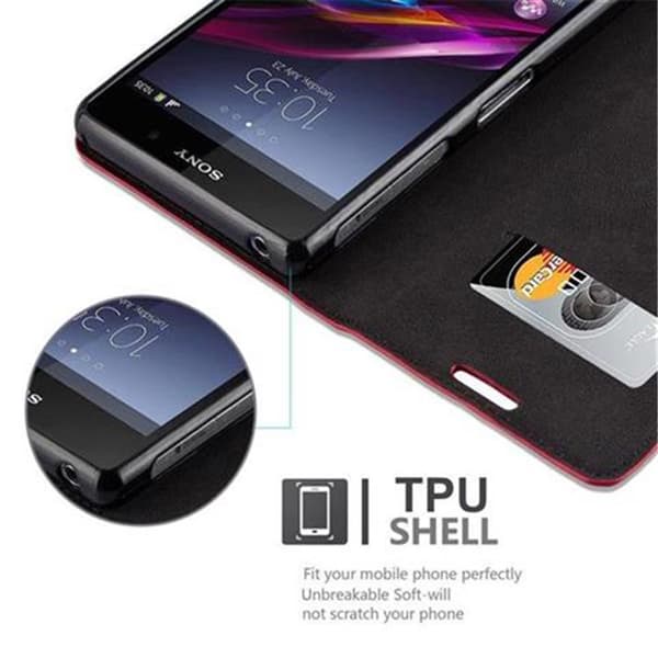 Sony Xperia Z1 Fodral Skal Plånboksfodral Case med magnetisk stängning, ståfunktion och kortficka