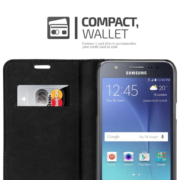 Samsung Galaxy J7 2015 Suojakotelo Suojakuori Lompakkokotelo Matkapuhelinkotelo jossa magneettisuljenta, jalusta-toiminto ja korttitasku