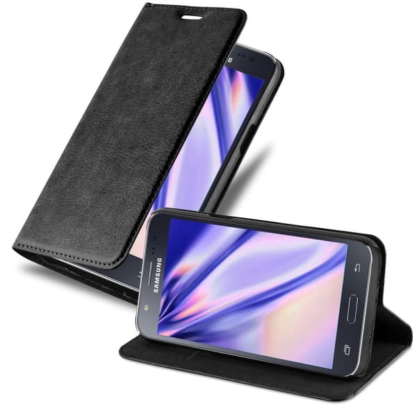 Samsung Galaxy J7 2015 Suojakotelo Suojakuori Lompakkokotelo Matkapuhelinkotelo jossa magneettisuljenta, jalusta-toiminto ja korttitasku YÖ MUSTAA