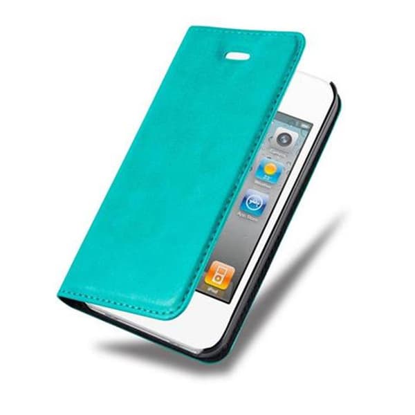 Lommebokdeksel til iPhone 4 / 4S Deksel med magnetisk lukking, stativfunksjon og kortlomme