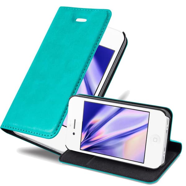 Lommebokdeksel til iPhone 4 / 4S Deksel med magnetisk lukking, stativfunksjon og kortlomme