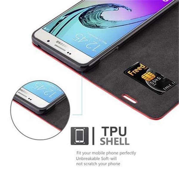 Lommebokdeksel til Samsung Galaxy A7 2016 Deksel med magnetisk lukking, stativfunksjon og kortlomme