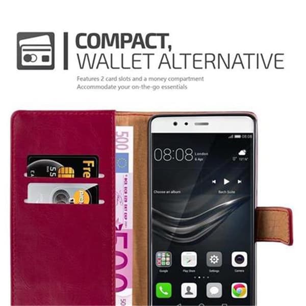 Deksel til Huawei P9 Lommebokdeksel med magnetisk lukking, stativfunksjon og kortlomme