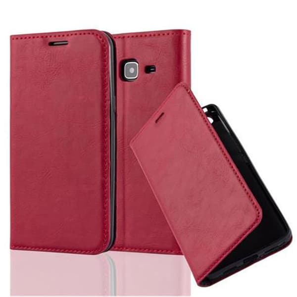 Samsung Galaxy J3 2016 Fodral Skal Plånboksfodral Case med magnetisk stängning, ståfunktion och kortficka ÄPPLE RÖD