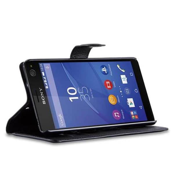Deksel til Sony Xperia C4 Lommebokdeksel med magnetisk lukking, stativfunksjon og kortlomme