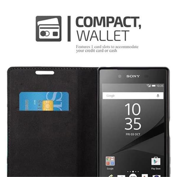 Sony Xperia Z5 Suojakotelo Suojakuori Lompakkokotelo Matkapuhelinkotelo jossa magneettisuljenta, jalusta-toiminto ja korttitasku