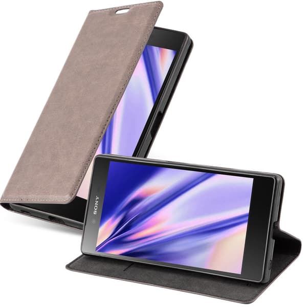 Sony Xperia Z5 Suojakotelo Suojakuori Lompakkokotelo Matkapuhelinkotelo jossa magneettisuljenta, jalusta-toiminto ja korttitasku KAHVIN RUSKEA