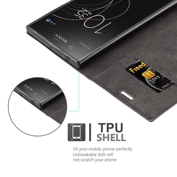 Sony Xperia XZ1 Suojakotelo Suojakuori Lompakkokotelo Matkapuhelinkotelo jossa magneettisuljenta, jalusta-toiminto ja korttitasku