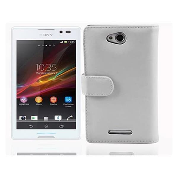 Sony Xperia C Lompakkokotelo Matkapuhelinkotelo Suojakotelo Suojakuori sileää tekonahkaa ja korttitasku