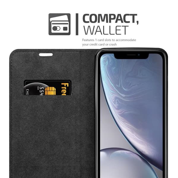Lommebokdeksel til iPhone XR Deksel med magnetisk lukking, stativfunksjon og kortlomme