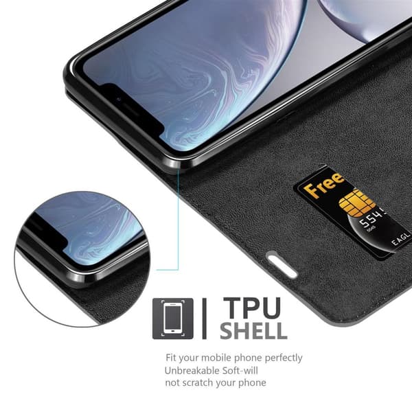 Lommebokdeksel til iPhone XR Deksel med magnetisk lukking, stativfunksjon og kortlomme