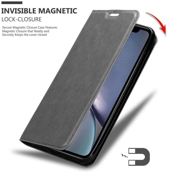 Lommebokdeksel til iPhone XR Deksel med magnetisk lukking, stativfunksjon og kortlomme